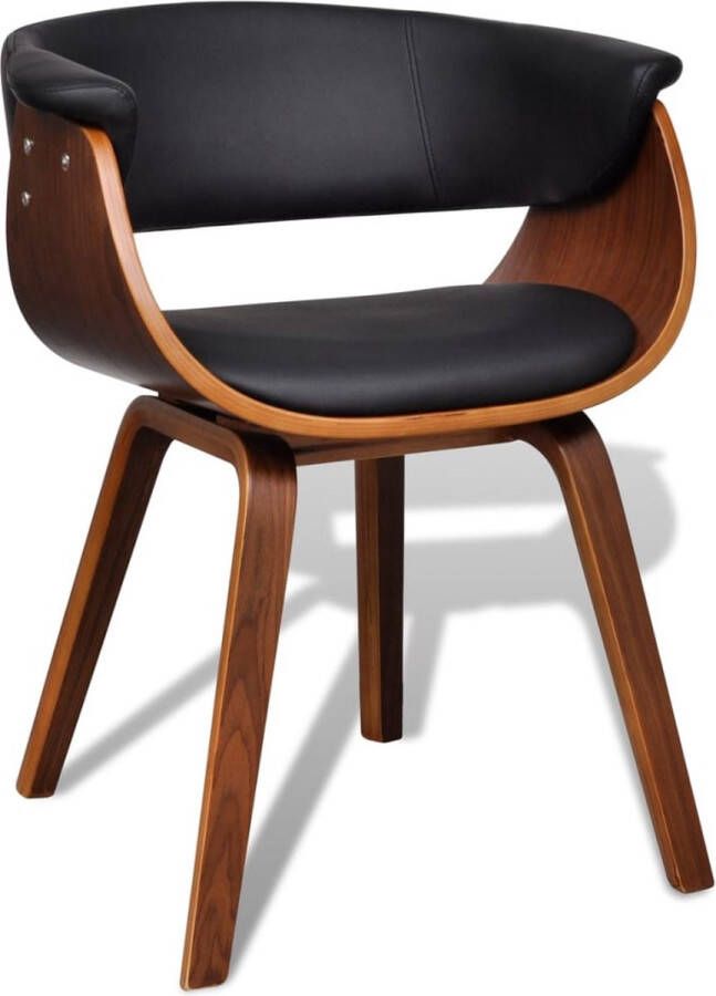 The Living Store Eetkamerstoel Comfort Zwart en bruin 59.5 x 51 x 72 cm (B x D x H) Eetkamerstoel Zwarte Stoel Bruine Stoel Kunstleder Stoel Vintage Stoel - Foto 2