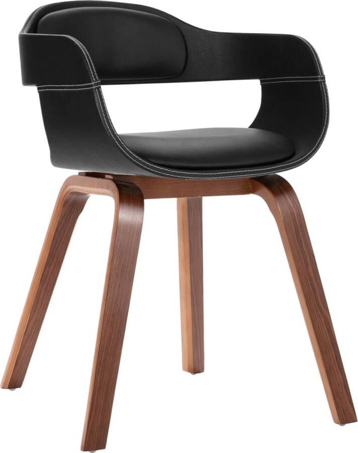 The Living Store Eetkamerstoel Kunstleren bekleding 49 x 51 x 70 cm Zwart Eetkamerstoel Kunstleder Zwarte Eetkamerstoel Comfortabele Stoel Elegante Stoel - Foto 3
