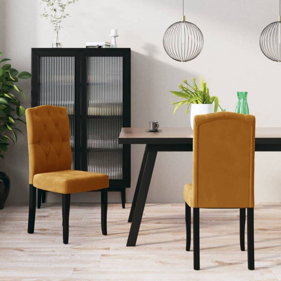 The Living Store Eetkamerstoelen 2 st fluweel bruin Eetkamerstoel