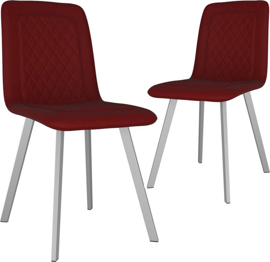 The Living Store Eetkamerstoelen Set van 2 Rood 45 x 57.5 x 90 cm Fluweel Bekleding - Foto 2