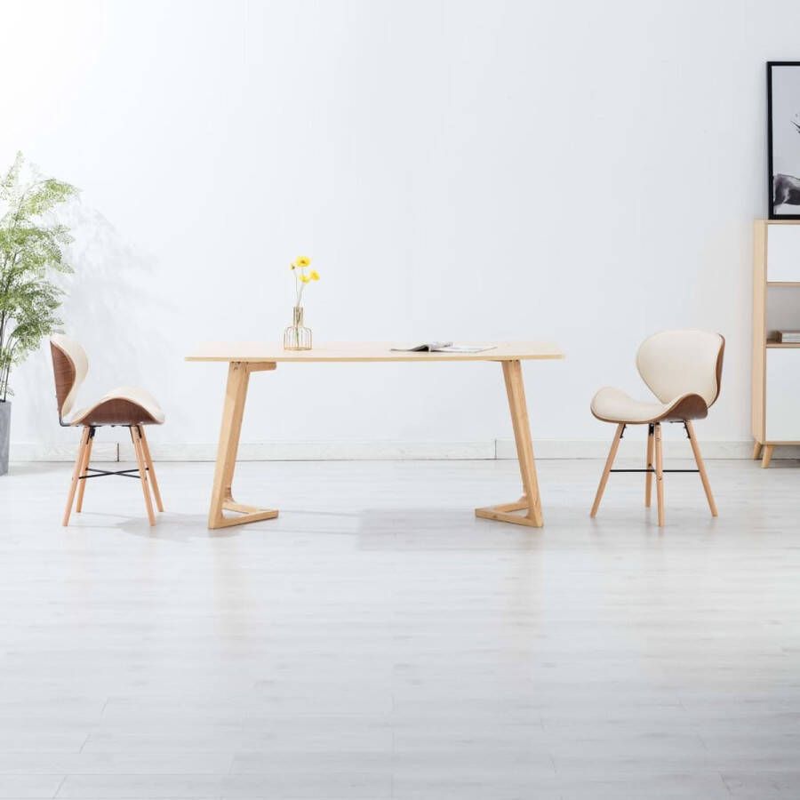 The Living Store Eetkamerstoelen Set van 2 Crème bekleding 50 x 50 x 81 cm Ergonomisch ontworpen met dik schuim Hoogwaardig materiaal