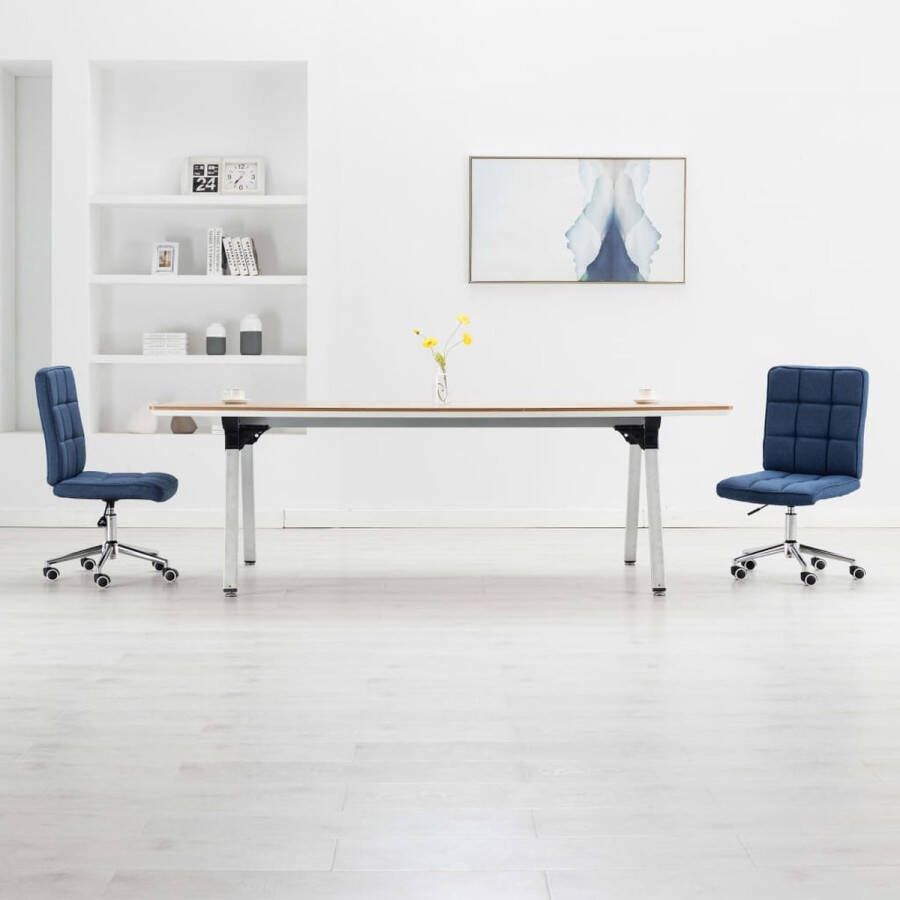 The Living Store Eetstoelen Set van 2 Blauw 48 x 55 x (88-98) cm Comfortabel en stabiel - Foto 2