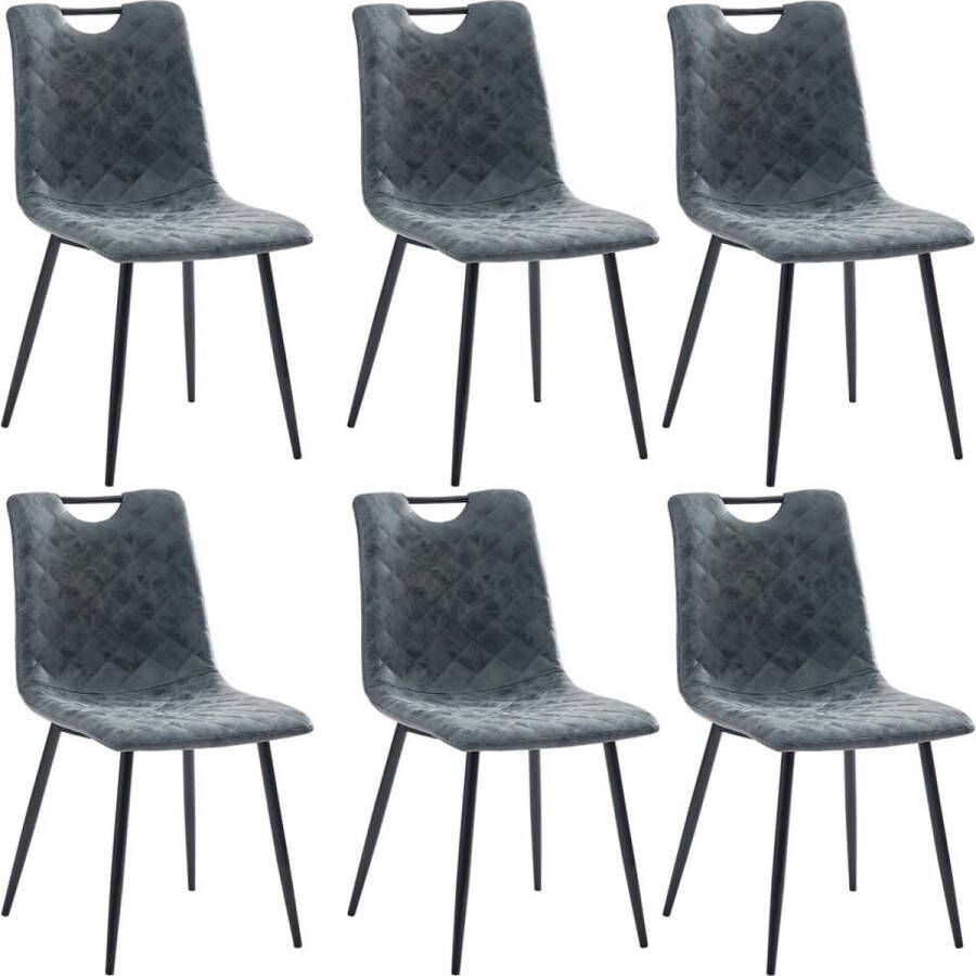 The Living Store Eetkamerstoelen 6 st kunstleer zwart Eetkamerstoel