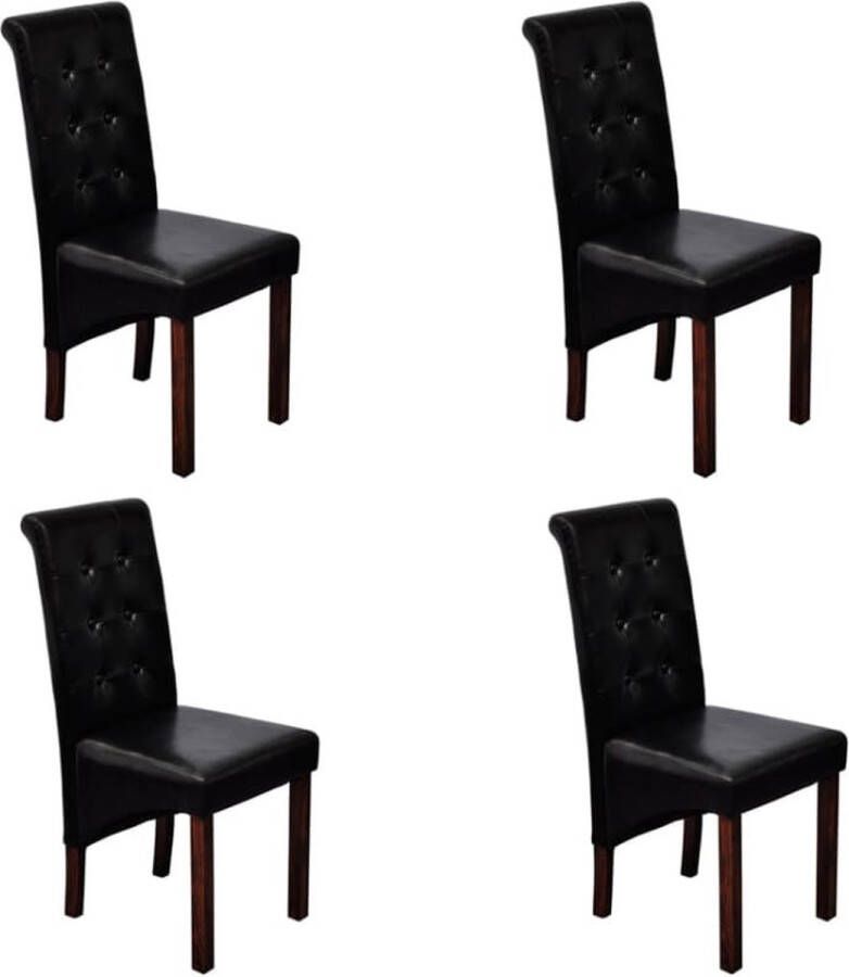 The Living Store Eetkamerstoelen Antiek Set van 4 43 x 52 x 95 cm Ergonomische zitting Massief houten poten Donkerbruin Eetkamerstoelen Zwarte Eetkamerstoelen Vintage Eetkamerstoelen Antiek Meubilair Salontafel - Foto 2