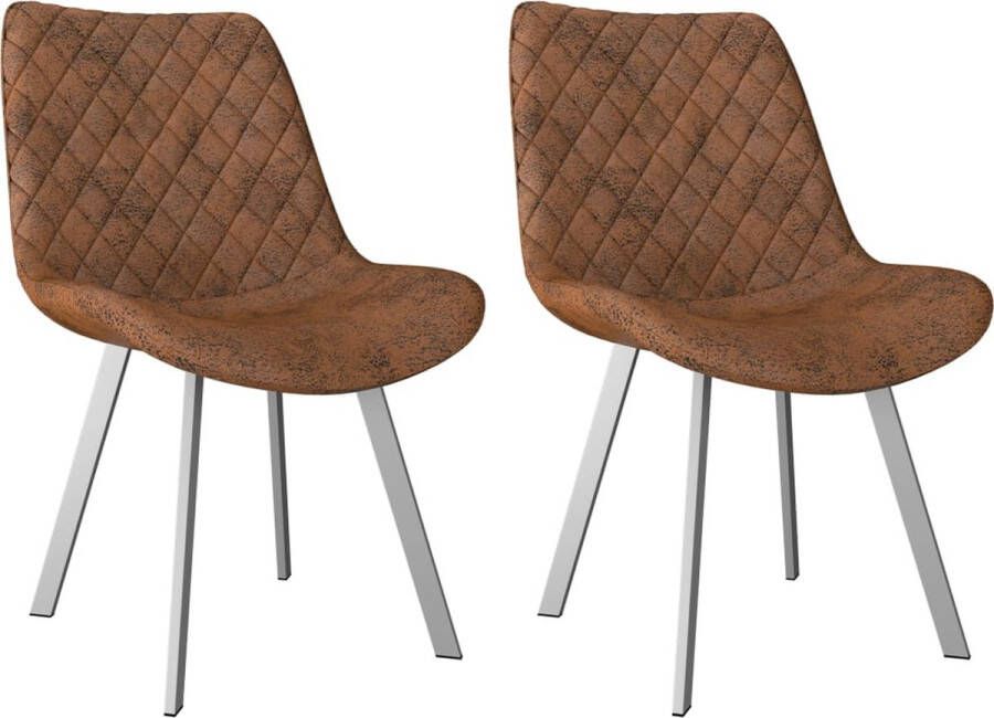 The Living Store Eetkamerstoelen Bruin 52 x 62 x 88 cm Kunstsuède bekleding