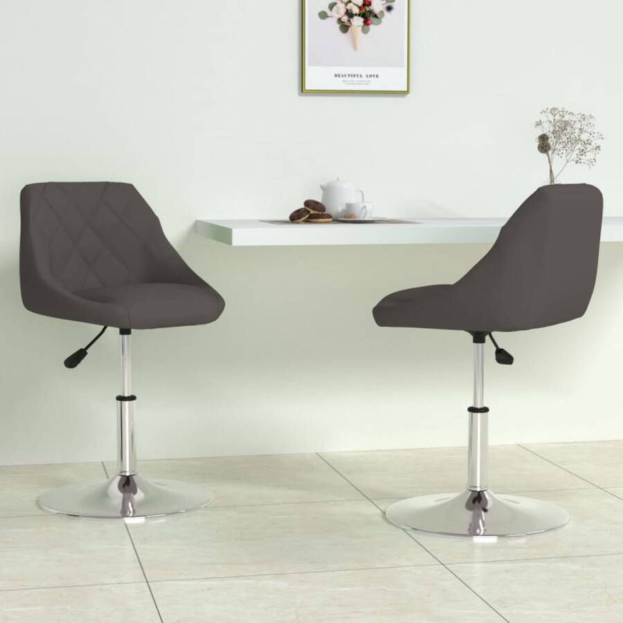 The Living Store Draaibare Eetkamerstoelen Donkergrijs Fluweel 46 x 44 x (62.5-77.5) cm Gasveermechanisme - Foto 2