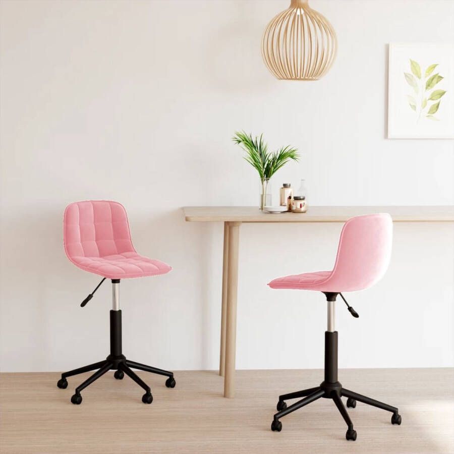 The Living Store Draaibare Eetkamerstoelen Fluweel Roze 42.5x45x(69-80.5)cm - Foto 2