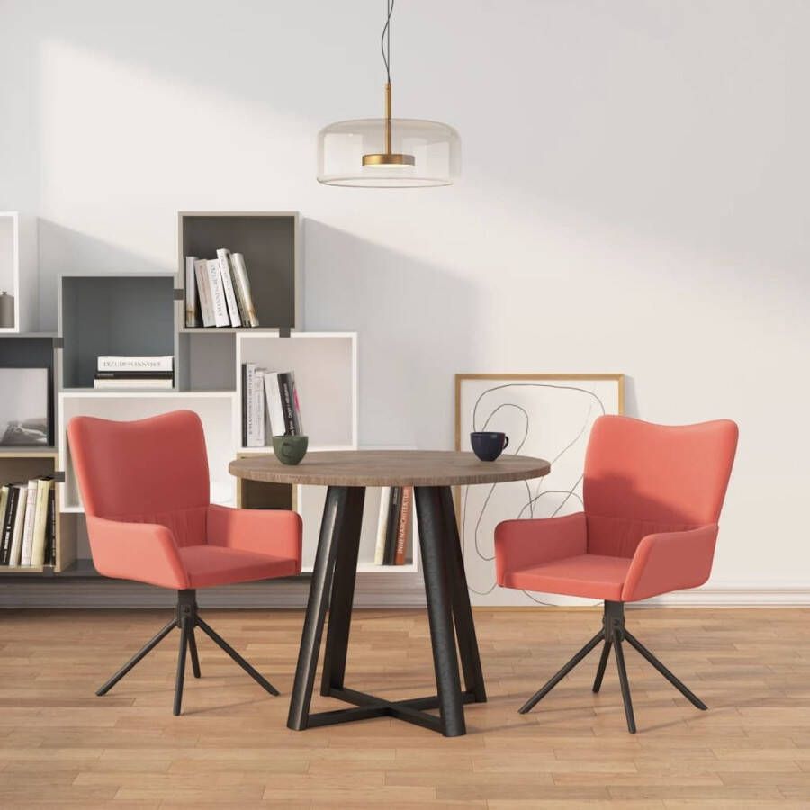 The Living Store Draaibare Eetkamerstoel Zacht Fluweel Stevig en Stabiel Frame Comfortabel 360 graden Draaibaar Roze 55 x 56 x 85.5 cm (B x D x H) Set van 2 eetkamerstoelen - Foto 2