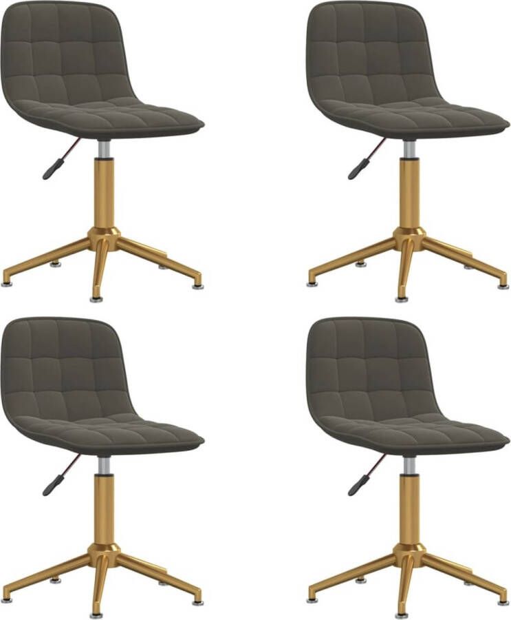 The Living Store Eetkamerstoelen Draaibaar Set van 4 Fluweel Donkergrijs Goud 42.5 x 45 x (68-82.5) cm - Foto 2