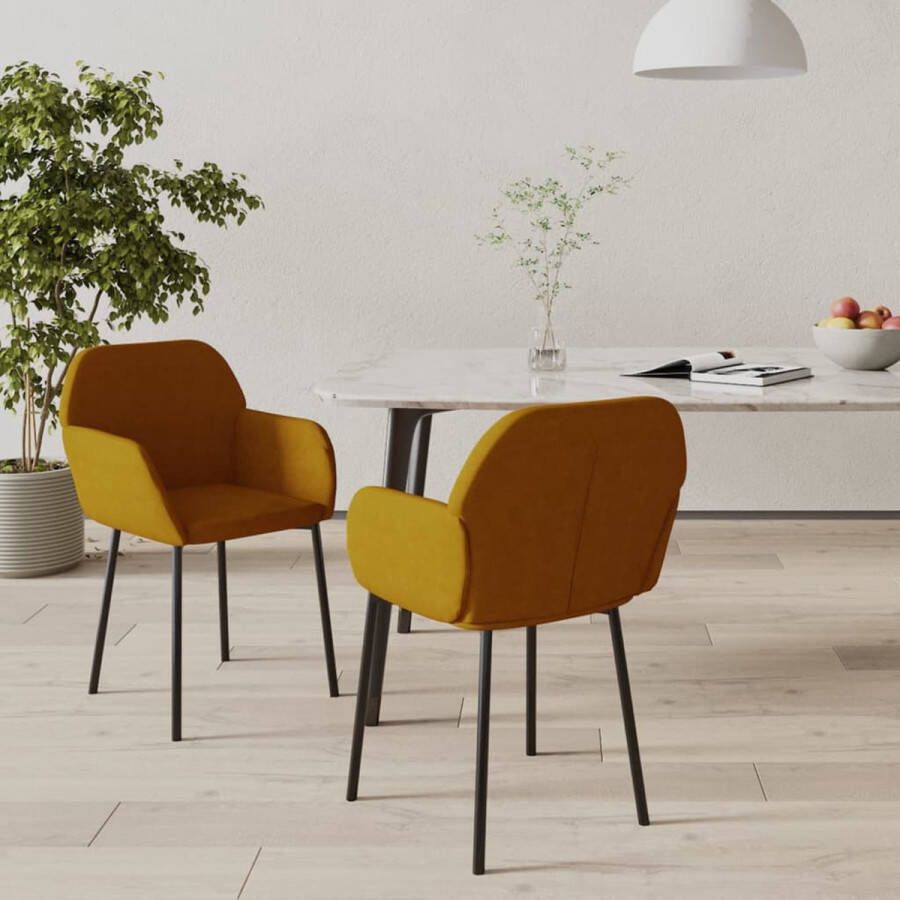 The Living Store Eetkamerstoelen Fluweel Bruin 54 x 59 x 76 cm Ergonomisch ontworpen - Foto 2