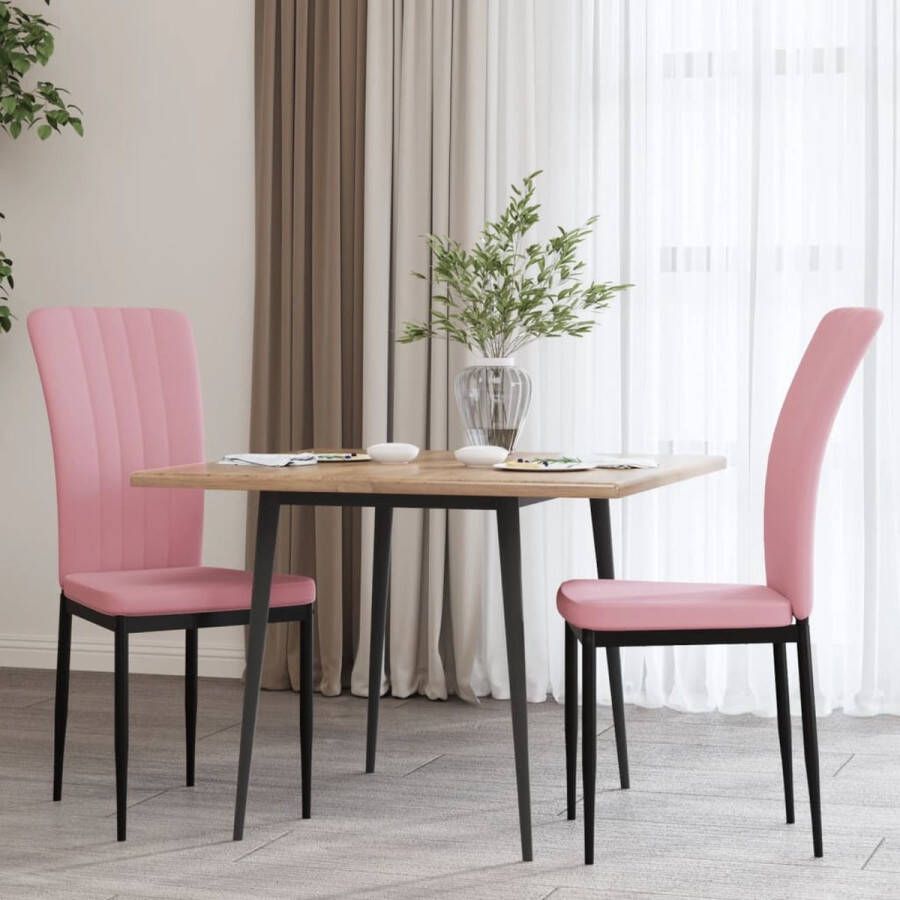 The Living Store Eetkamerstoelen Fluweel Roze 42 x 57.5 x 95 cm Ergonomisch design - Foto 2