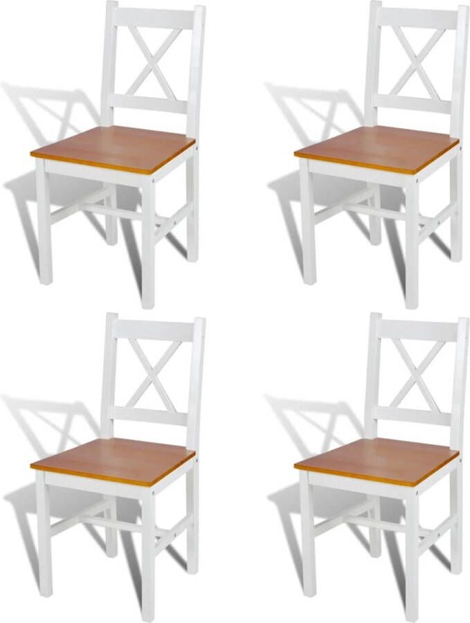 The Living Store Eetkamerstoelen Grenenhout Wit Naturel 41.5x45.5x85.5cm set van 6 Eetkamerstoelen Grenenhouten Stoelen Witte Stoelen Comfortabele Stoelen Dining Chairs - Foto 2