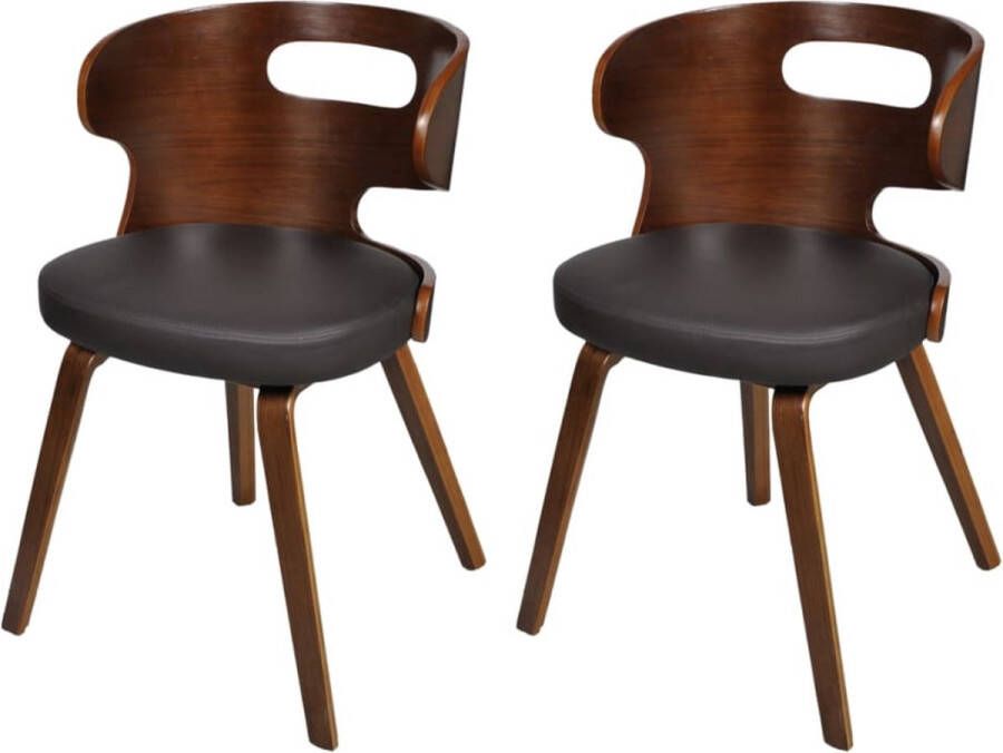 The Living Store Eetkamerstoelen Leer-Composiet 49.5 x 52 x 68.5 cm Ergonomisch 2 stuks Eetkamerstoelen Leren Stoel Lederlook Bruine Stoel Comfortabele Stoel - Foto 2
