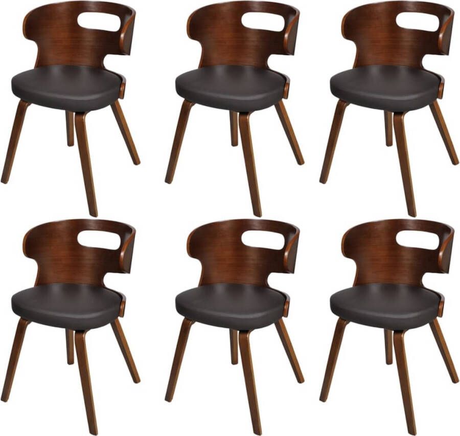 The Living Store Eetkamerstoelen Leer-composiet Set van 6 stuks 49.5 x 52 x 68.5 cm Eetkamerstoelen Kunstleder Bruin Moderne Stoel Comfortabele Stoel - Foto 3