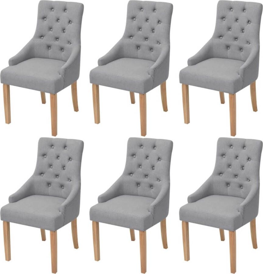 The Living Store Eetkamerstoelen Lichtgrijs 52 x 60 x 95.5 cm Eikenhouten poten Eetkamerstoelen Eettafel Stoelen Luxe Stoelen Grijze Stoelen Stoffen Stoelen - Foto 2