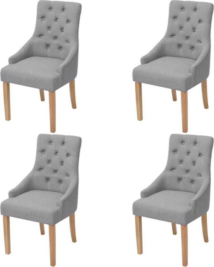 The Living Store Eetkamerstoelen Lichtgrijs 52 x 60 x 95.5 cm Stoffen bekleding Eikenhouten poten Eetkamerstoelen Licht Grijze Stoelen Houten Poten Luxe Stoelen Comfortabele Stoelen - Foto 2