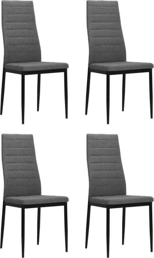 The Living Store Eetkamerstoelen Set van 6 Lichtgrijs 43 x 44 x 96 cm Polyester Stalen frame Eettafel Stoelen Eetkamerstoelen Keukentools Keukenkamer Meubels Dining Chairs - Foto 3