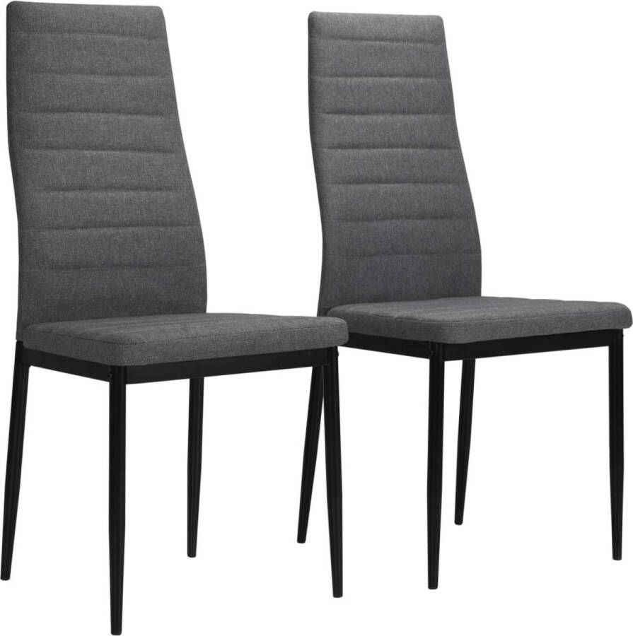 The Living Store Eetkamerstoelen Set van 6 Lichtgrijs 43 x 44 x 96 cm Polyester Stalen frame Eettafel Stoelen Eetkamerstoelen Keukentools Keukenkamer Meubels Dining Chairs - Foto 2