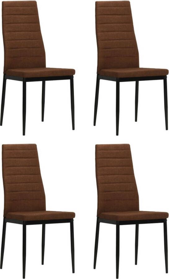 The Living Store Eetkamerstoelen Stoffen bekleding Bruin 43 x 44 x 96 cm Set van 6 Eetkamerstoelen Bruine Stoelen Moderne Stoelen Luxe Stoelen Comfortabele Stoelen - Foto 2