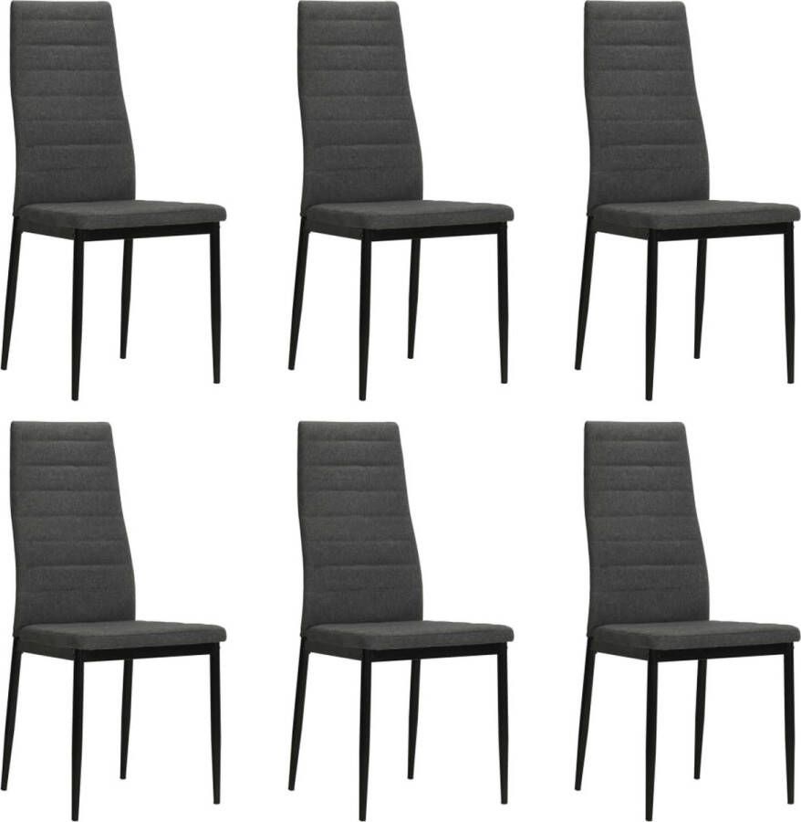 The Living Store Eetkamerstoelen Set van 6 Donkergrijs 43 x 44 x 96 cm Polyester Eetkamerstoelen Donker Grijze Stoelen Velours Stoelen Luxe Stoelen Comfortabele Stoelen - Foto 3