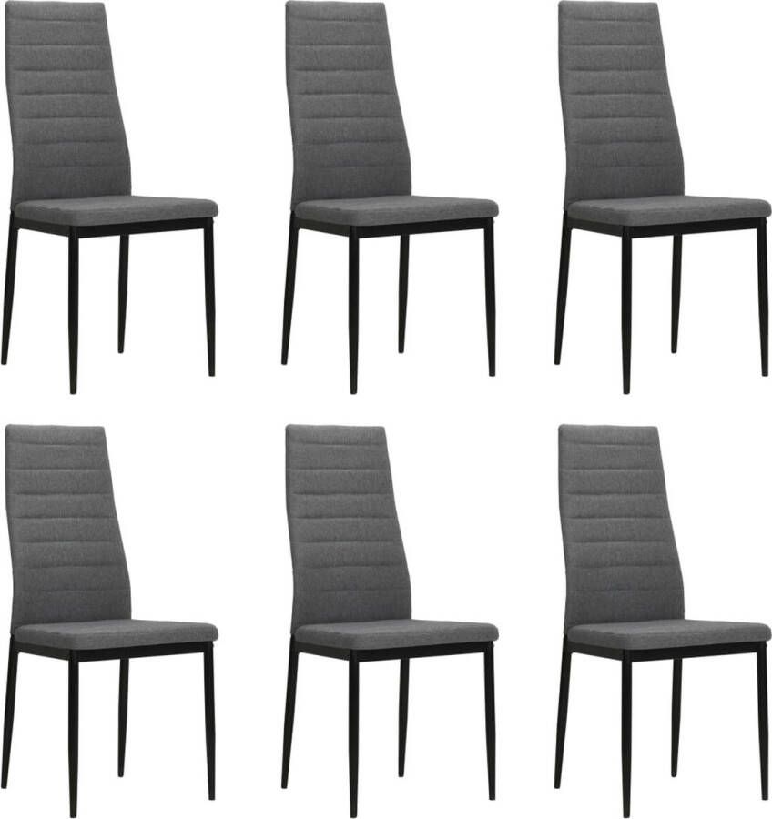 The Living Store Eetkamerstoelen Set van 6 Lichtgrijs 43 x 44 x 96 cm Polyester Stalen frame Eettafel Stoelen Eetkamerstoelen Keukentools Keukenkamer Meubels Dining Chairs - Foto 4