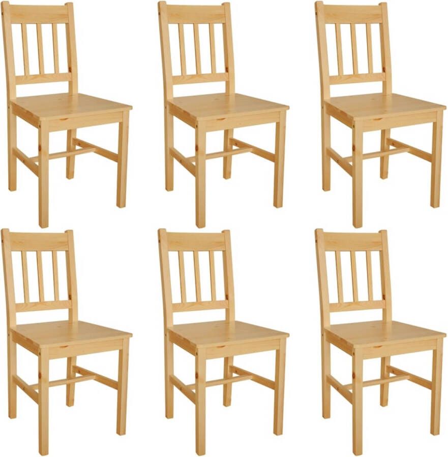 The Living Store Eetkamerstoelen Set van 6 Massief grenenhout Ergonomisch ontwerp Naturel kleur Eetkamerstoelen Stoelen Granenhouthout Meubels Moderne Stoelen Ergonomische Stoelen - Foto 2