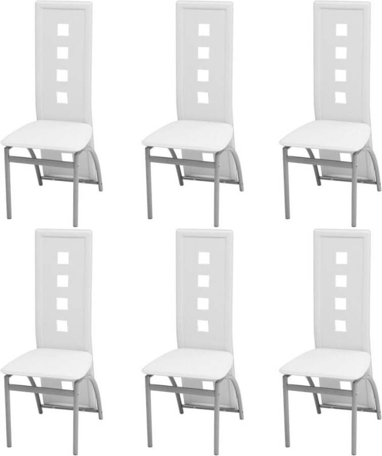 The Living Store Eetkamerstoelen Set van 6 Wit 43 x 55.5 x 108 cm Stalen frame Kunstleren bekleding Eetkamerstoelen Witte Stoelen Keukenstoelen Design Meubels Kunstleder Stoelen - Foto 3