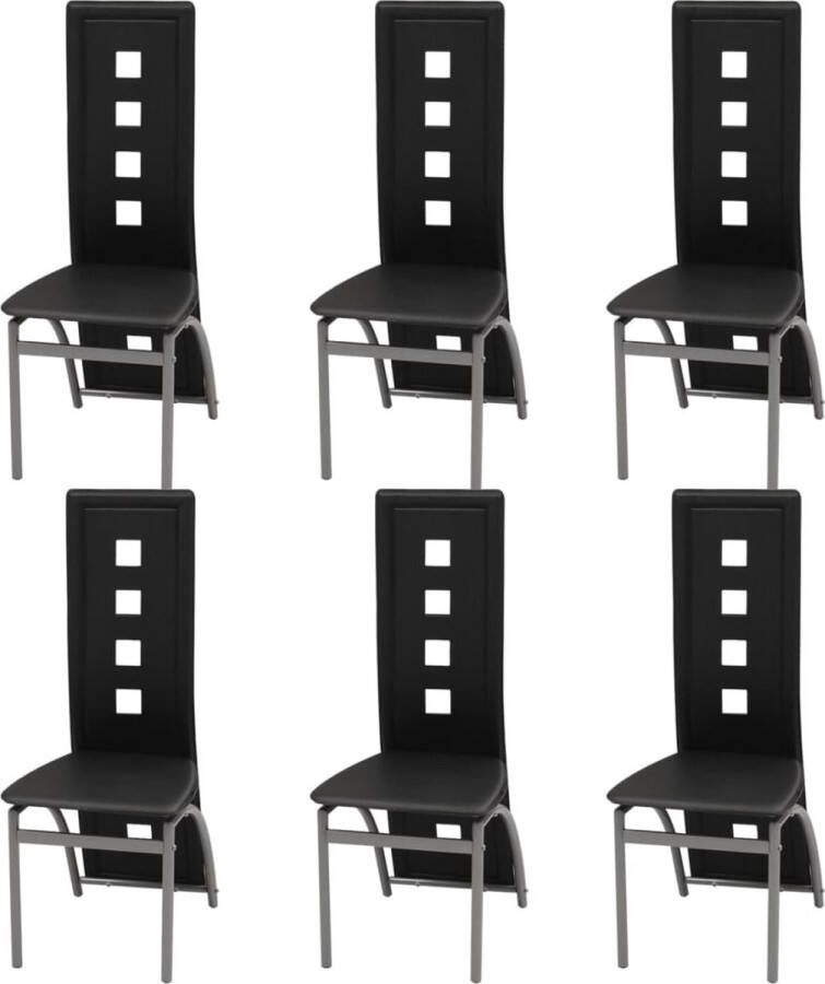 The Living Store Eetkamerstoelen Set van 4 Zwart 43 x 55.5 x 108 cm Stalen frame Eetkamerstoelen Zwarte Stoelen Kunstleder Meubels Design Stoelen Comfortabele Stoelen - Foto 2
