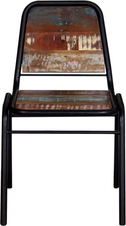 The Living Store Eetkamerstoelen Vintage stijl Massief gerecycled hout Gepoedercoat staal 44x59x89 cm - Foto 2