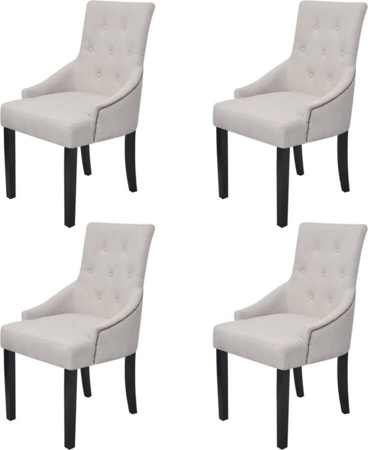 The Living Store Eetkamerstoelen Armleuningen Set van 6 Crèmegrijs 52 x 63 x 94 cm Eetkamerstoelen Stoffen Eetkamerstoelen Cremegrijs Eetkamerstoelen Luxe Eetkamerstoelen Elegante Eetkamerstoelen - Foto 3