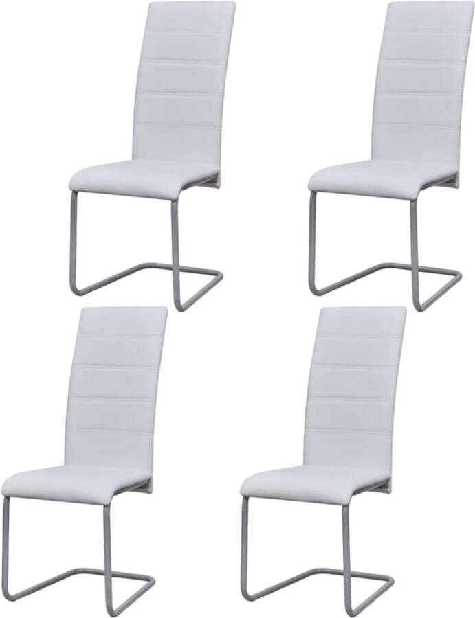 The Living Store Eetkamerstoelen Zwevende Wit 41 x 52.5 x 102.5 cm Eetkamerstoelen Witte Stoelen Kantil Lever Stoelen Comfortabele Stoelen Kunstleder Meubels - Foto 2