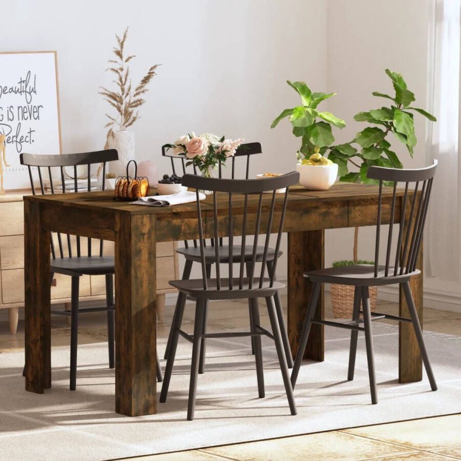 The Living Store Eetkamertafel Gerookt eiken 140 x 74.5 x 76 cm Montage vereist - Foto 2
