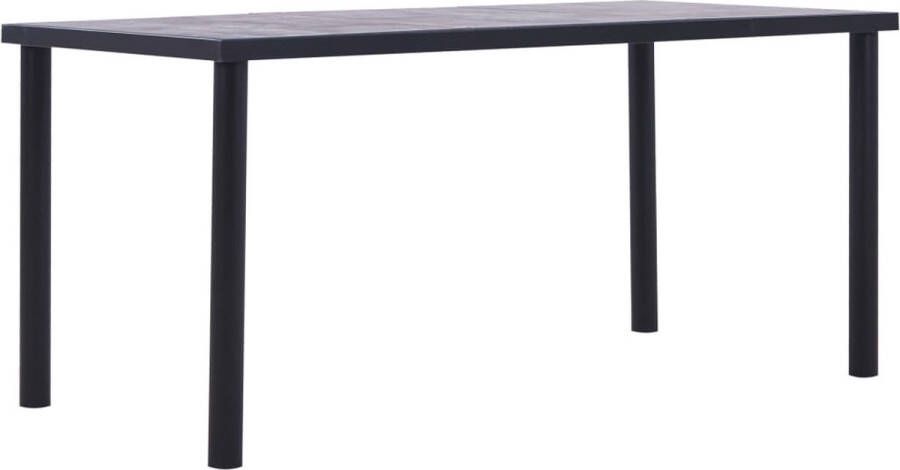 The Living Store Eetkamertafel Houtnerf 160 x 80 x 75 cm Zwart Betongrijs - Foto 2