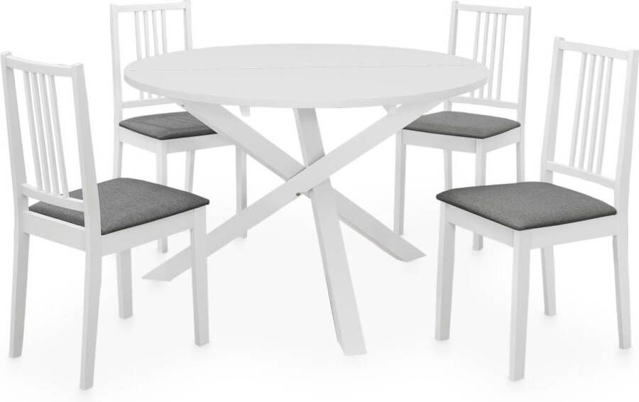 VidaXL 5-delige Eethoek Wit Modern Design Eetkamerstoel Eettafel Houten Meubels Salontafel Dining Set Eetsalon Woonkamermeubilair Koffiehoek - Foto 2