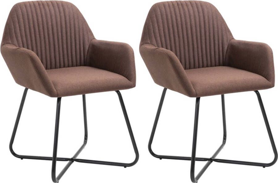 The Living Store Eetstoel Set Stoelen Hoogwaardige Stof Comfortabel Stabiel Esthetisch Ergonomisch 2 stuks Eetkamerstoelen Bruine Stoelen Design Stoelen Comfortabele Stoelen Stoffen Stoelen - Foto 2