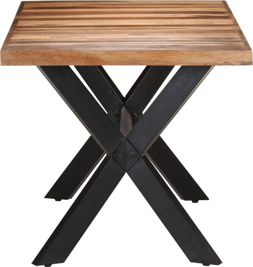 The Living Store Eettafel 160x80x75 cm massief hout met honingkleurige afwerking Tafel - Foto 2