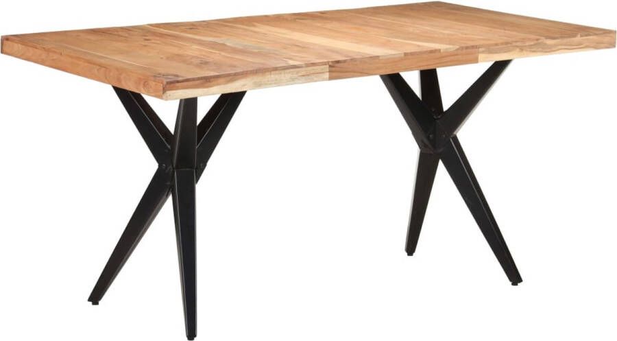 The Living Store Houten Eettafel Acaciahout 160 x 80 x 76 cm Stalen Poten - Foto 2