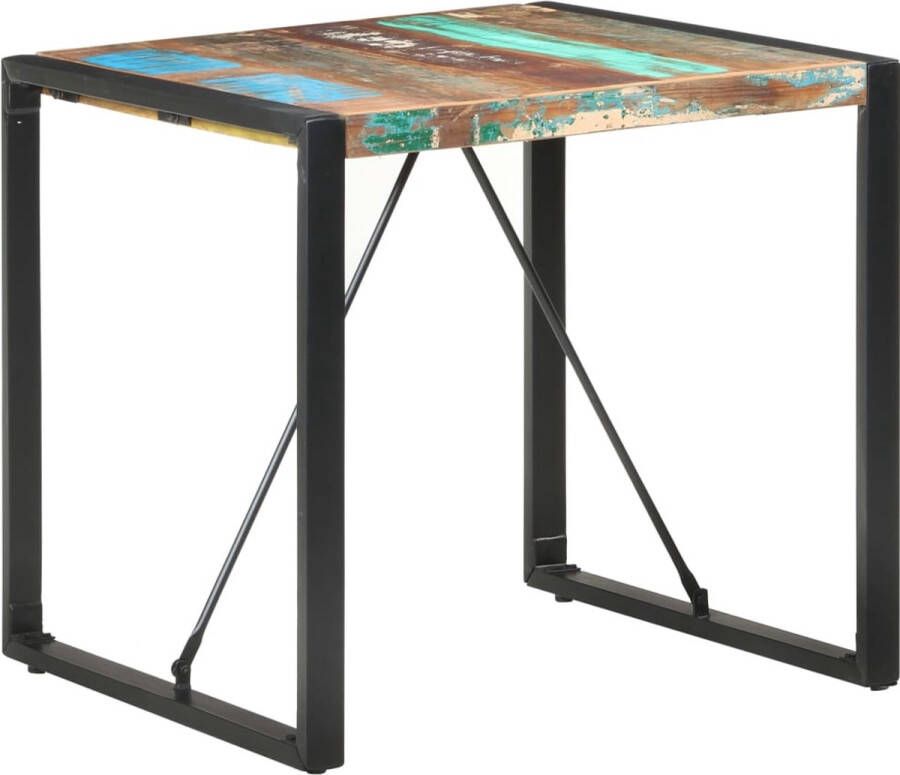 The Living Store Industriële Eettafel 80 x 80 x 75 cm Gerecycled Hout Zwart Staal - Foto 2