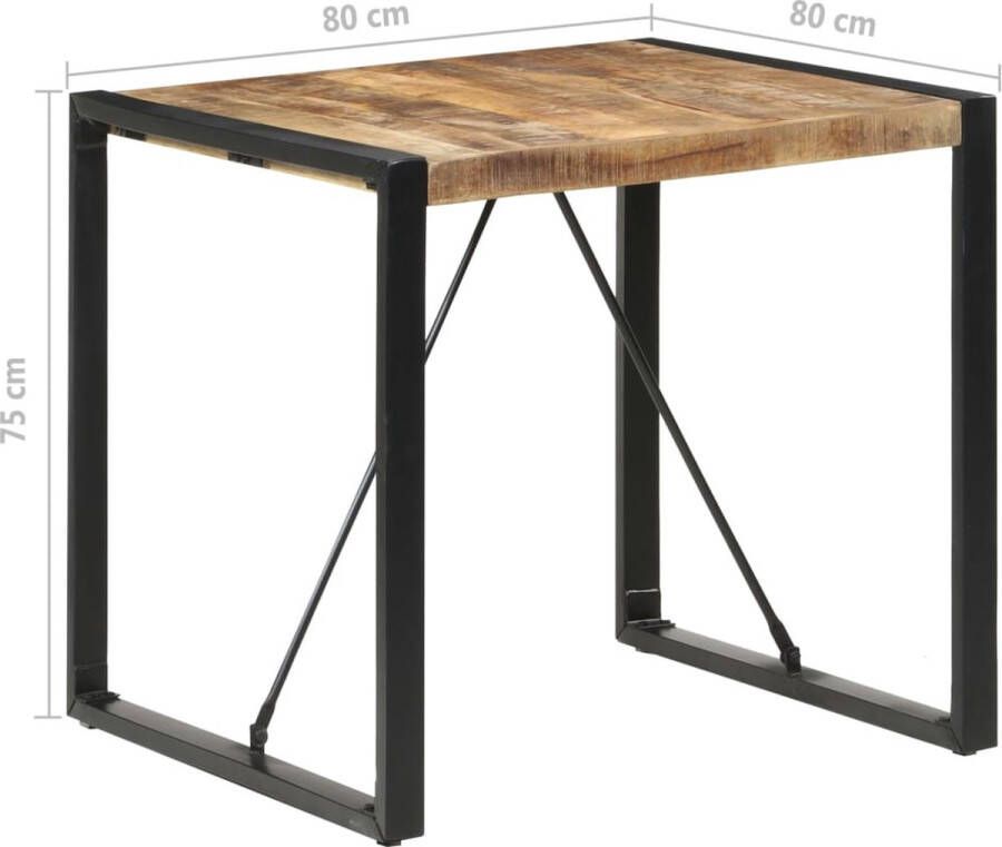 The Living Store Eettafel Industriële Stijl Hout 80 x 80 x 75 cm Ruw mangohout - Foto 2