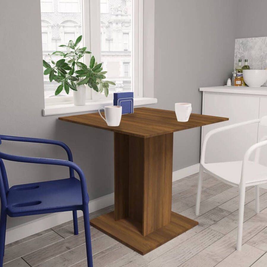 The Living Store Eettafel Bruineiken 80 x 80 x 75 cm Onderscheidende minimalistische tafel! - Foto 2