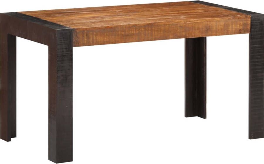 The Living Store Eettafel Industriële Stijl Massief Ruw Mangohout 140 x 70 x 76 cm Dikte tafelblad 10 cm - Foto 2