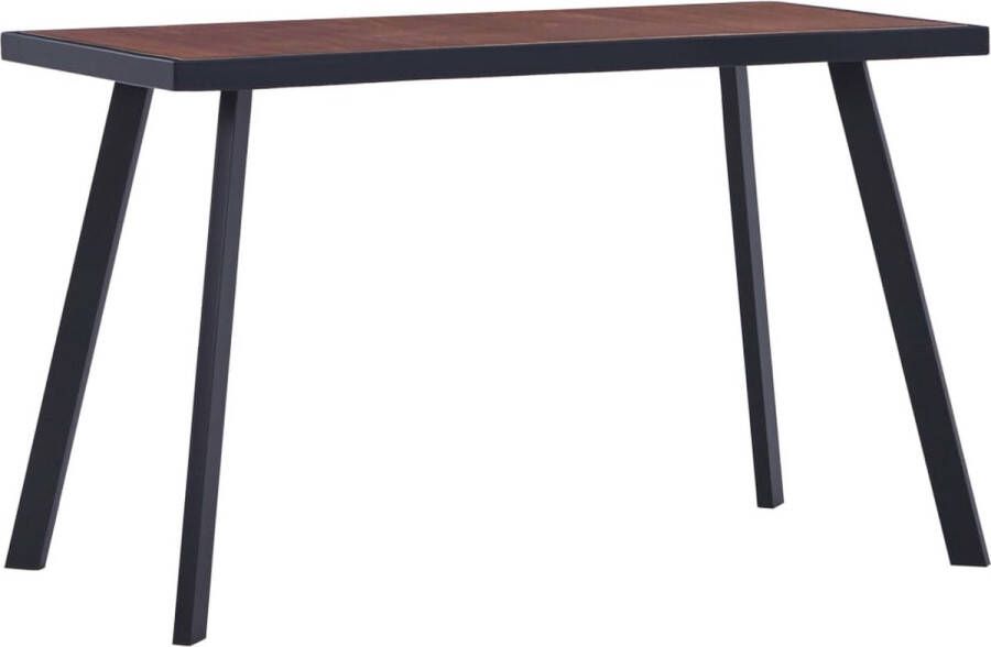 The Living Store Eettafel MDF en Gepoedercoat Metaal 120 x 60 x 75 cm Donkerhout Zwart - Foto 2