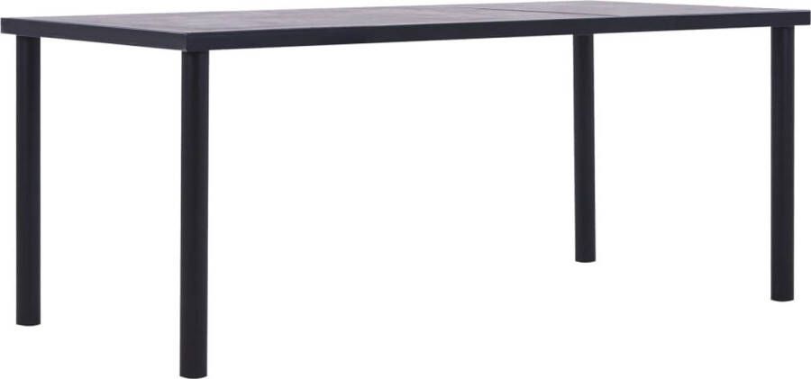 The Living Store Eettafel Modern MDF en Metalen Frame 200x100x75 cm Zwart Betongrijs - Foto 2