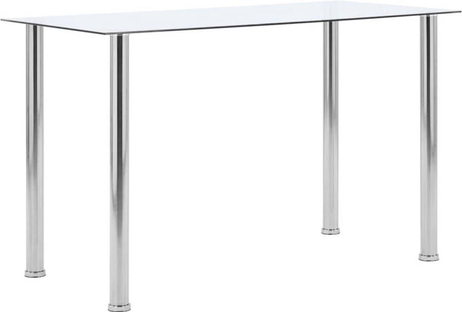 The Living Store Eettafel Transparant Gehard glas 120 x 60 x 75 cm Roestvrij staal - Foto 2