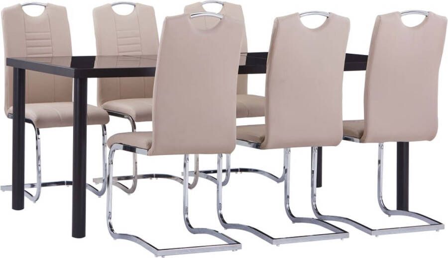 The Living Store Eettafelset Zwart Gehard Glas Metalen Frame 180 x 90 x 75 cm 6 Stoelen Eetkamerset Eettafels Dining Set Salontafel Meubels - Foto 2