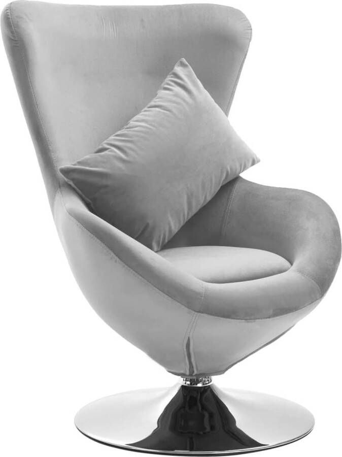 The Living Store Eivormige stoel Fluweel 59 x 65 x 88 cm Lichtgrijs - Foto 2