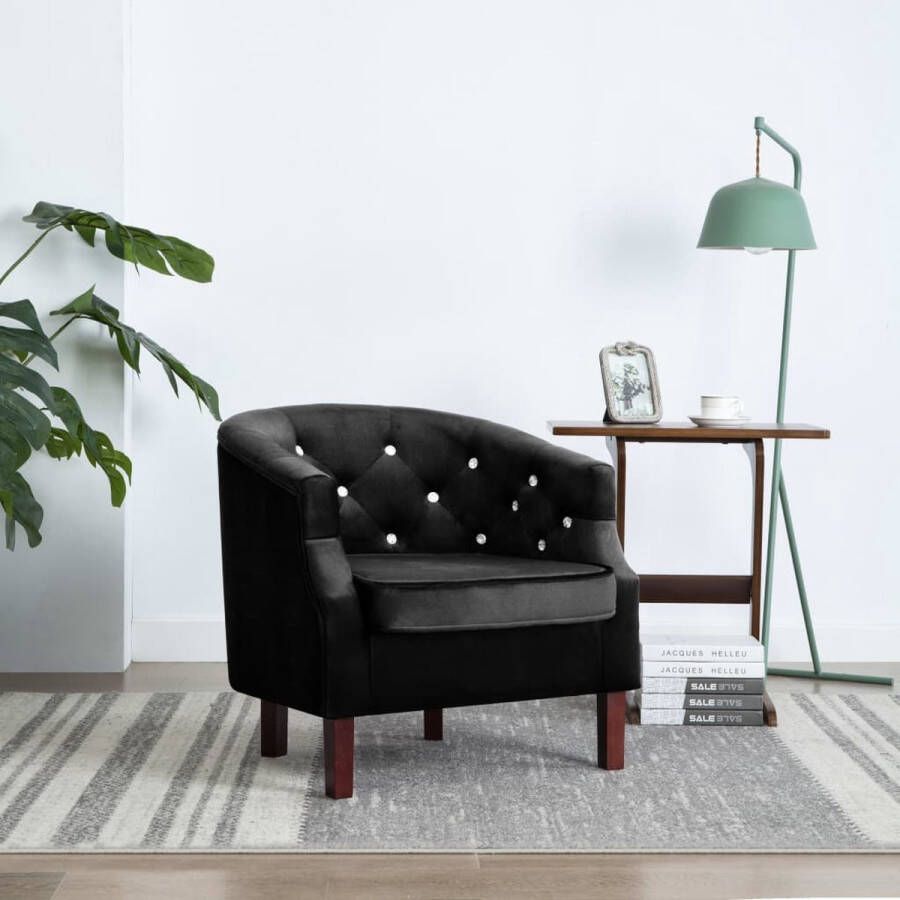 The Living Store Elegante fauteuil Fluwelen bekleding 65 x 64 x 65 cm zwart - Foto 2