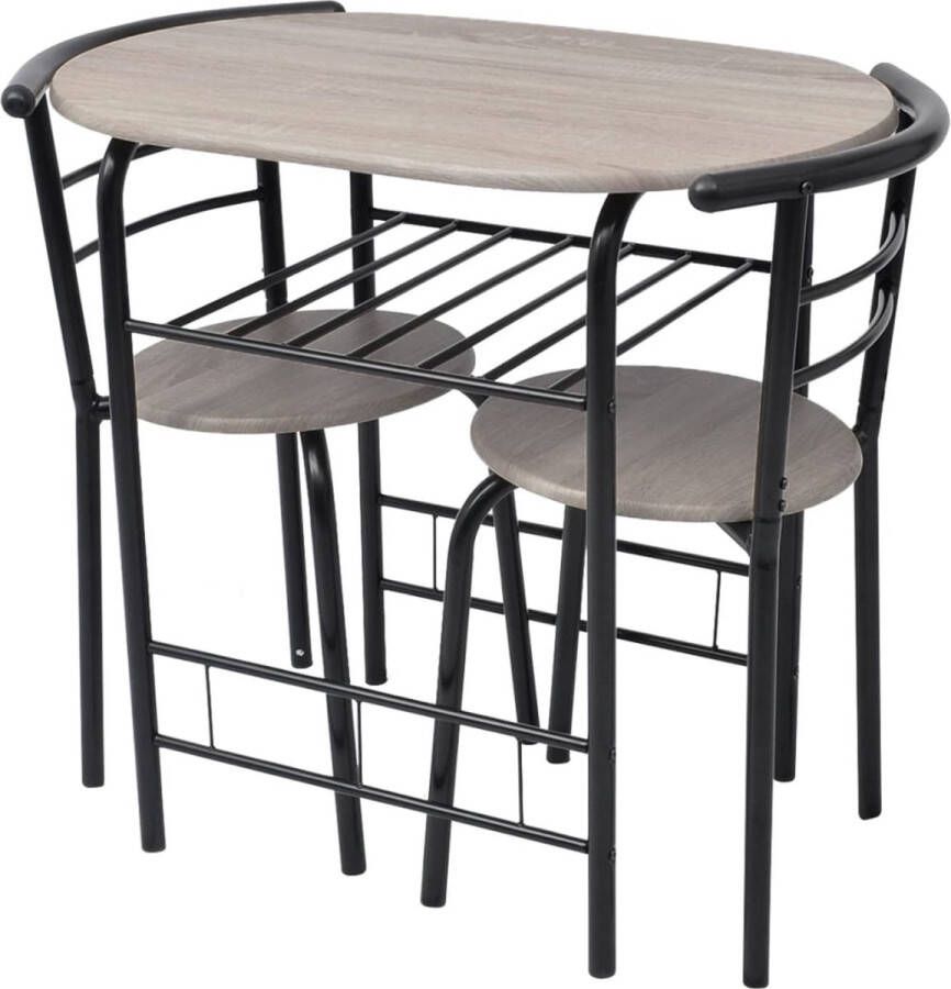 The Living Store Elegante Ontbijtbarset MDF 80x53x74cm Zwart Frame Ontbijtbarset Bartafel Barkrukken Mdf Meubels Modern Interieur - Foto 2