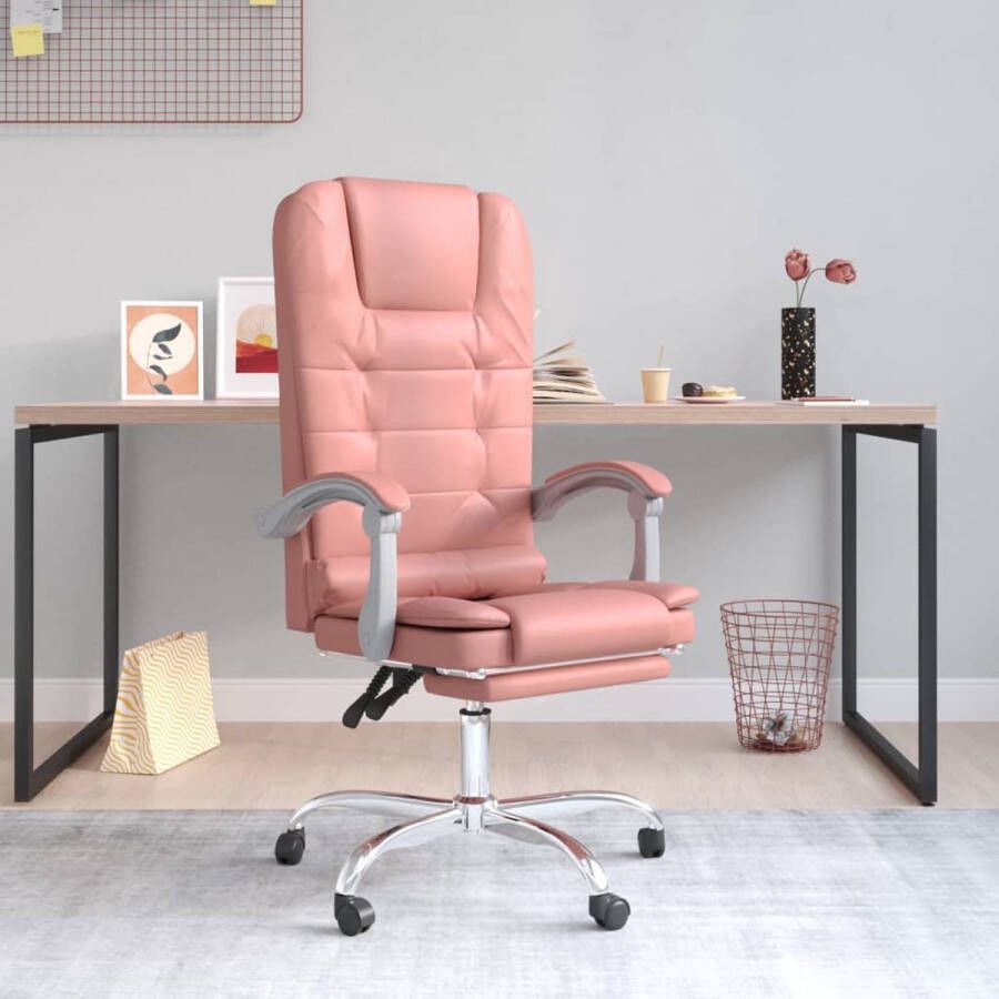 The Living Store Ergonomische bureaustoel roze 63x56cm Massagefunctie - Foto 2