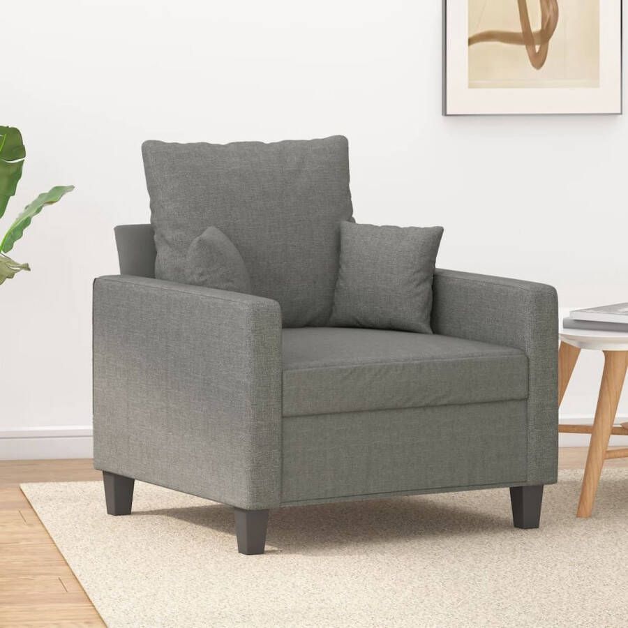 The Living Store Fauteuil 60 cm stof donkergrijs Fauteuil - Foto 2